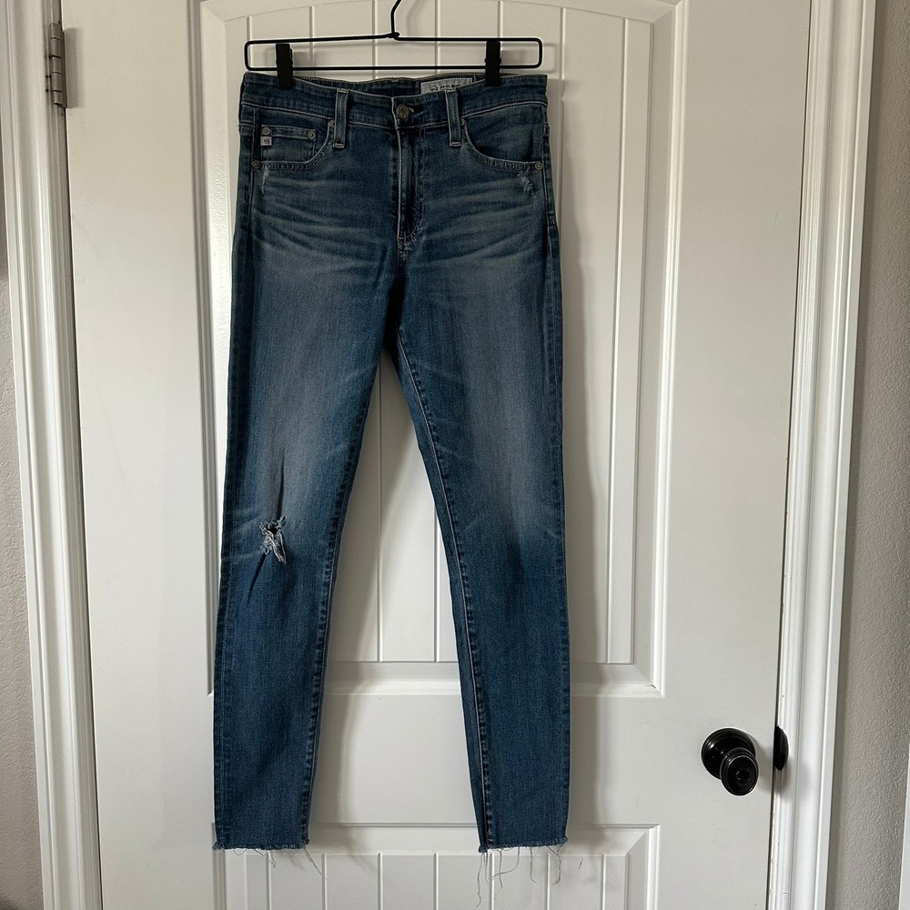 AG Adriano Goldschmied The Farrah‎ Skinny Ankle Jeans Distressed Raw Hem 27
